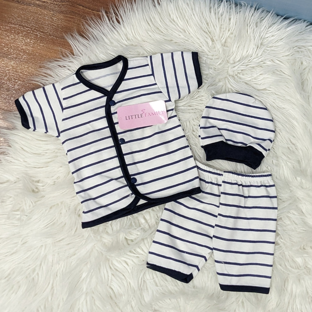 Newborn 3-Piece Cotton Outfit Set (Half) – Pack of 3