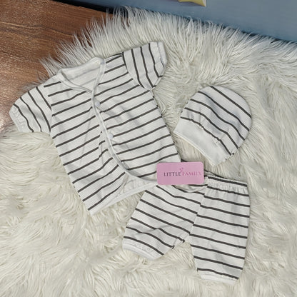 Newborn 3-Piece Cotton Outfit Set (Half) – Pack of 3