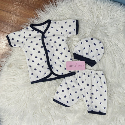 Newborn 3-Piece Cotton Outfit Set (Half) – Pack of 3
