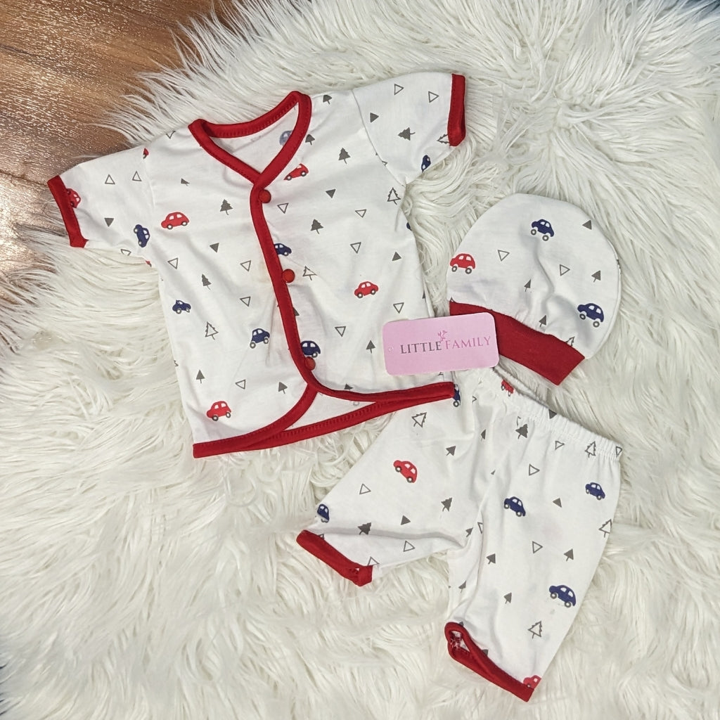 Newborn 3-Piece Cotton Outfit Set (Half) – Pack of 3
