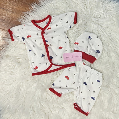 Newborn 3-Piece Cotton Outfit Set (Half) – Pack of 3