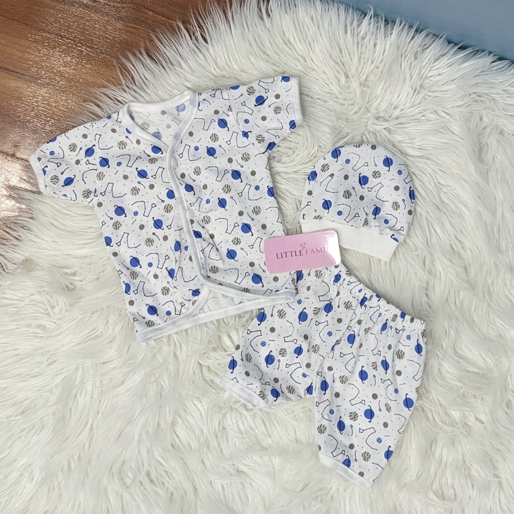 Newborn 3-Piece Cotton Outfit Set (Half) – Pack of 3