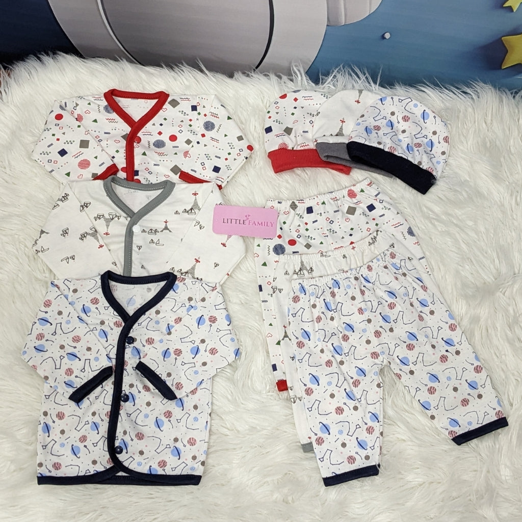 Newborn 3-Piece Cotton Outfit Set – Pack of 3