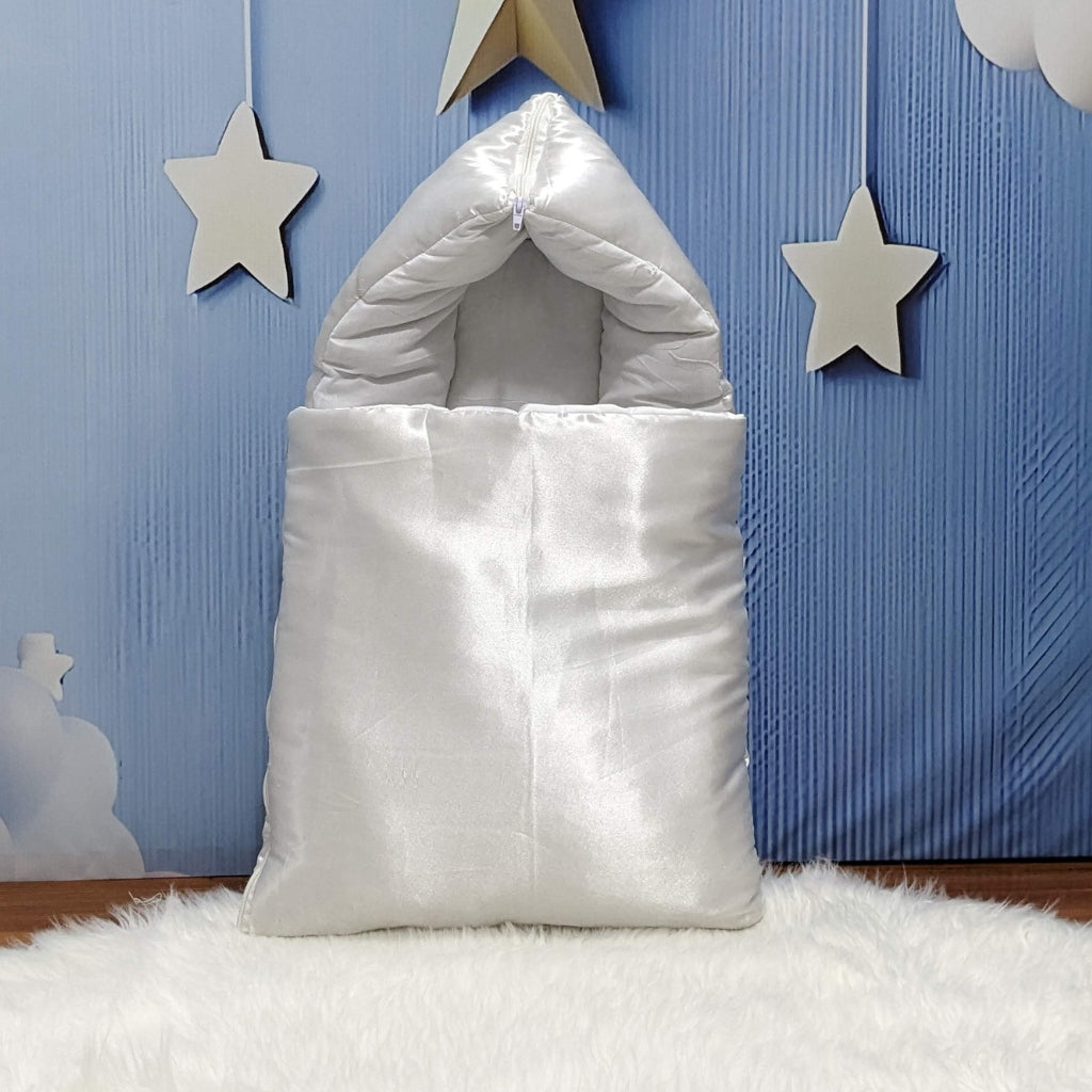 Premium Silk Baby Bedding Set - 8 Pieces (White)