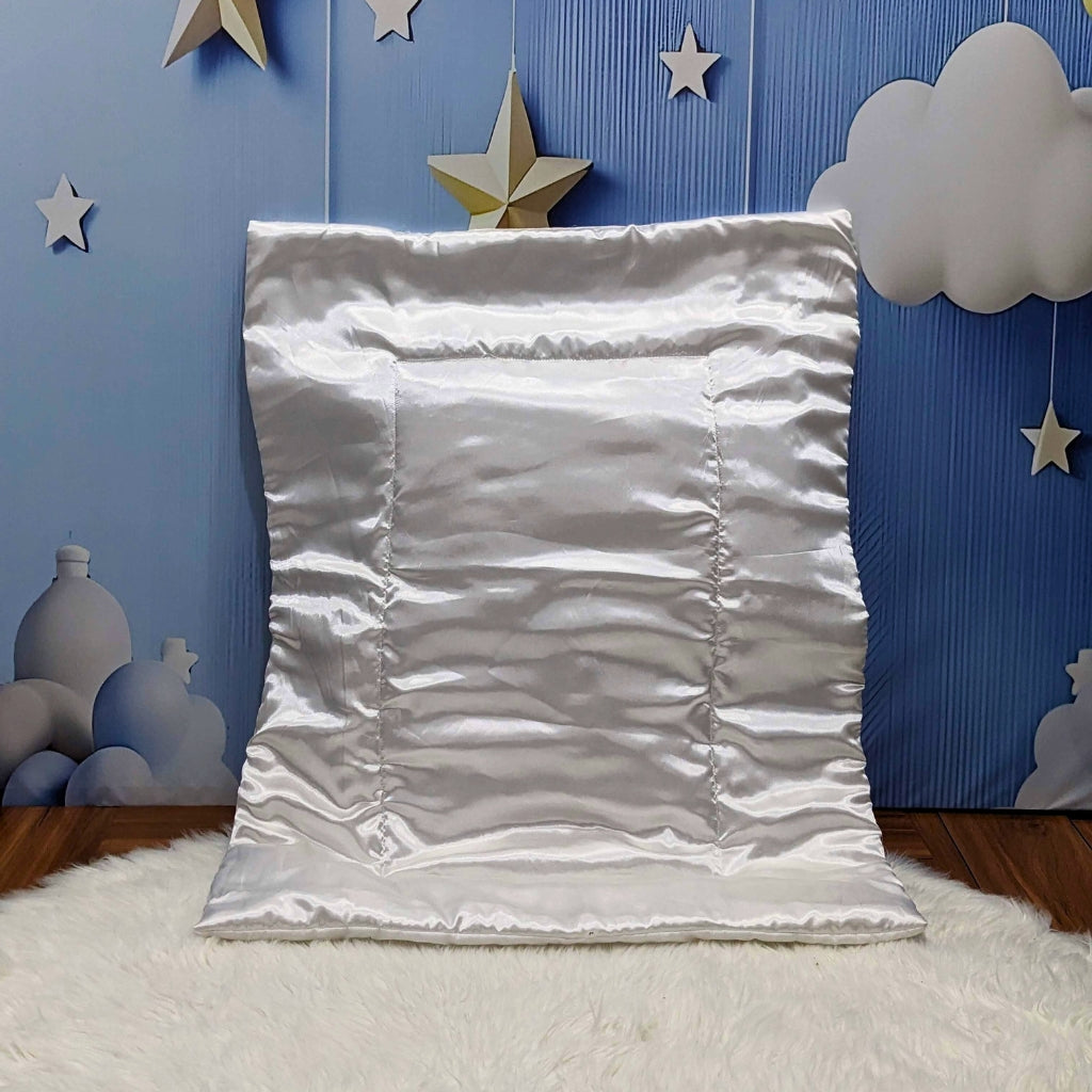 Premium Silk Baby Bedding Set - 8 Pieces (White)