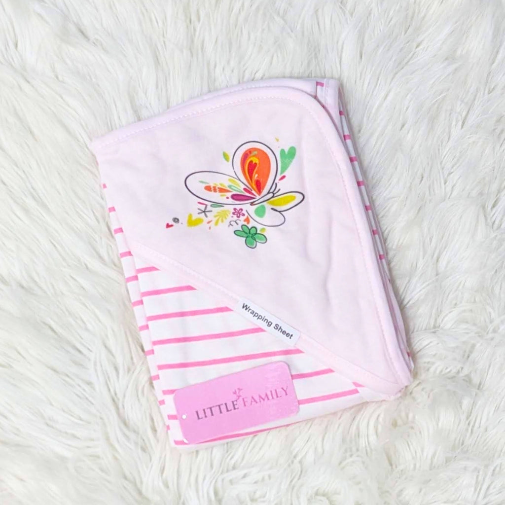 Premium Baby Hooded Wrapping Sheet | "Stripes" (Pink)