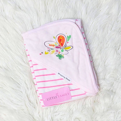 Premium Baby Hooded Wrapping Sheet | "Stripes" (Pink)