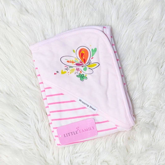Premium Baby Hooded Wrapping Sheet | "Stripes" (Pink)