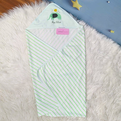 Premium Baby Hooded Wrapping Sheet | "Stripes" (Light Green)