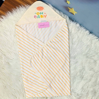 Premium Baby Hooded Wrapping Sheet | "Stripes" (Orange)