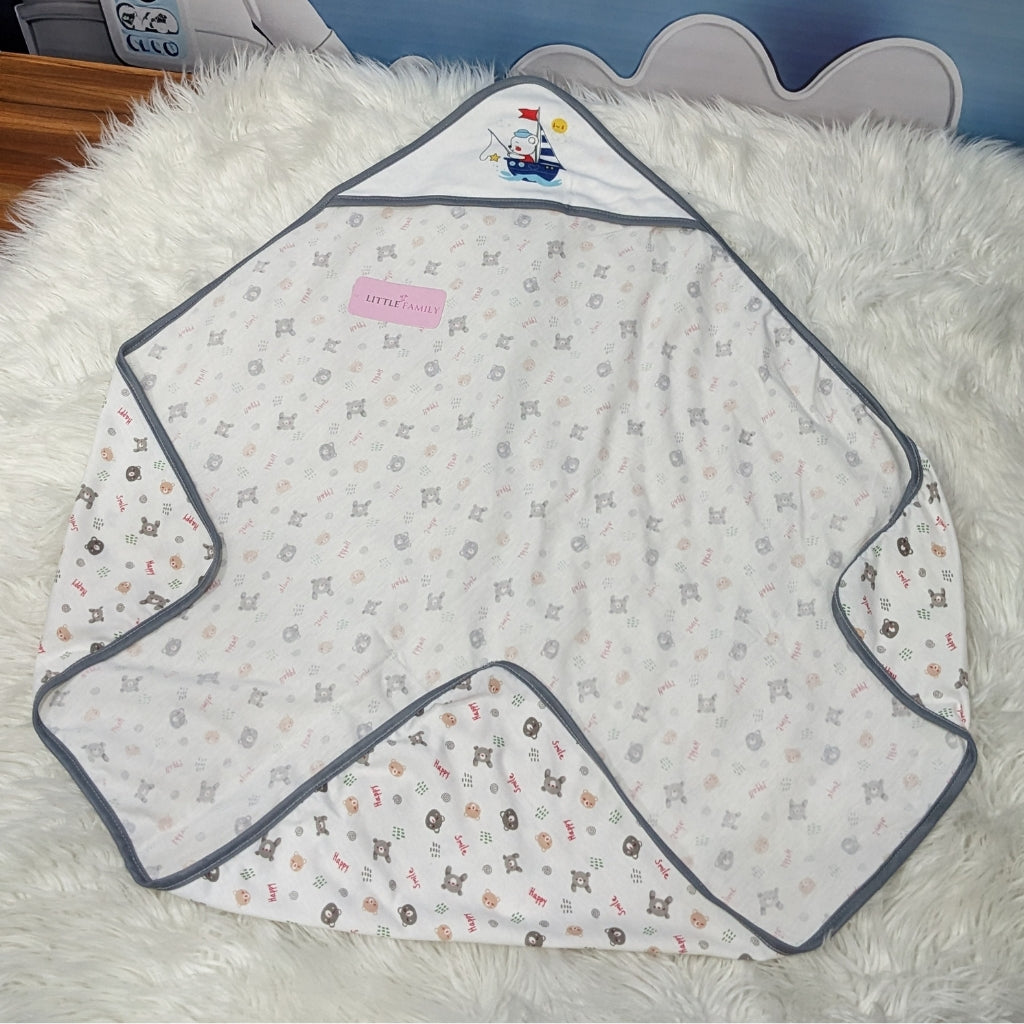 Premium Baby Hooded Wrapping Sheet | "Bear" (Grey)
