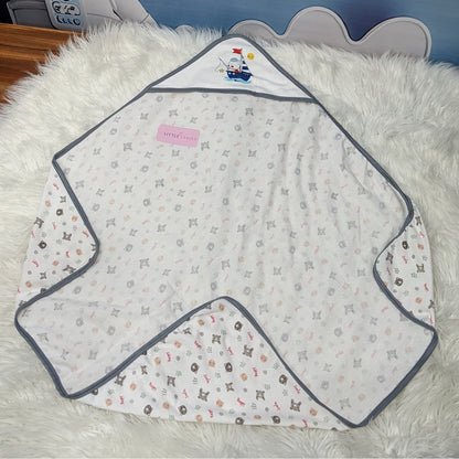 Premium Baby Hooded Wrapping Sheet | "Bear" (Grey)