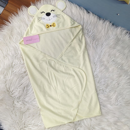 Premium Baby Hooded Wrapping Sheet | Yellow Kitty