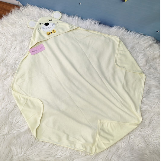 Premium Baby Hooded Wrapping Sheet | Yellow Kitty