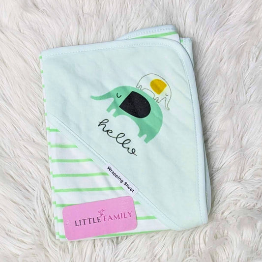 Premium Baby Hooded Wrapping Sheet | "Stripes" (Light Green)