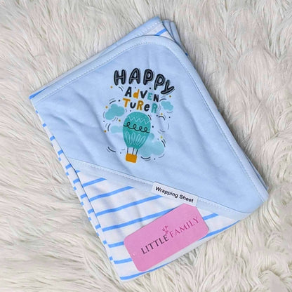 Premium Baby Hooded Wrapping Sheet | "Stripes" (Sky Blue)