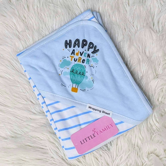 Premium Baby Hooded Wrapping Sheet | "Stripes" (Sky Blue)