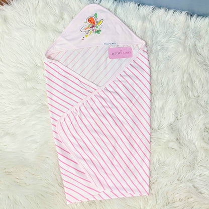 Premium Baby Hooded Wrapping Sheet | "Stripes" (Pink)