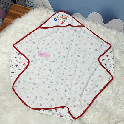 Premium Baby Hooded Wrapping Sheet | "Bunny" (Red)