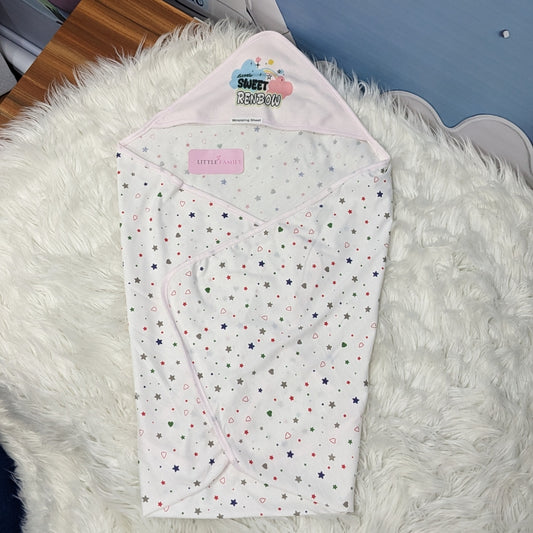 Premium Baby Hooded Wrapping Sheet | "Sweet Rainbow" (Pink)