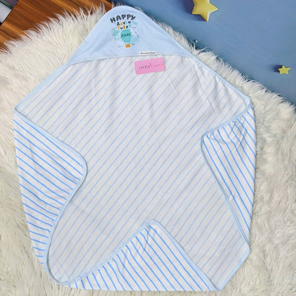 Premium Baby Hooded Wrapping Sheet | "Stripes" (Sky Blue)