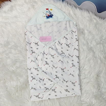Premium Baby Hooded Wrapping Sheet | "Paris" (Green)