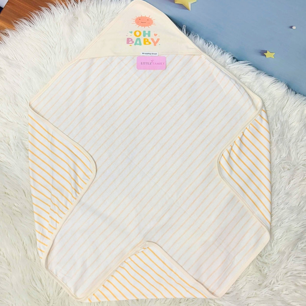 Premium Baby Hooded Wrapping Sheet | "Stripes" (Orange)