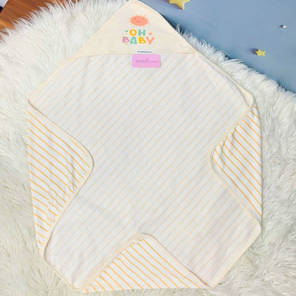 Premium Baby Hooded Wrapping Sheet | "Stripes" (Orange)