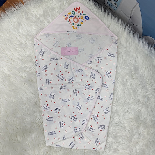 Premium Baby Hooded Wrapping Sheet | "I Love My Parents"