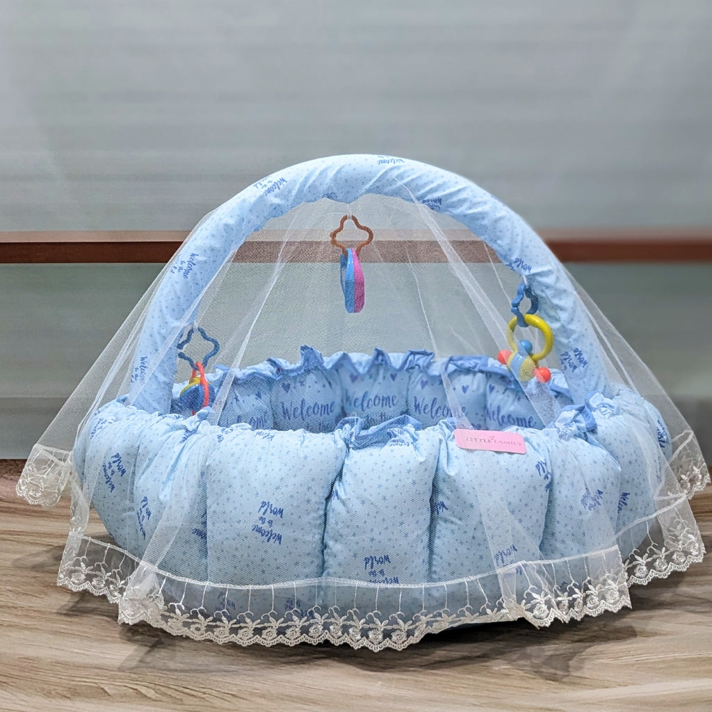 Premium 11-Piece Baby Bedding Set | "Welcome to the World" - (Sky Blue)