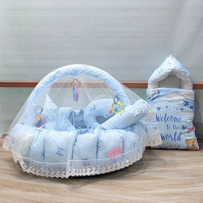 Premium 11-Piece Baby Bedding Set | "Welcome to the World" - (Sky Blue)