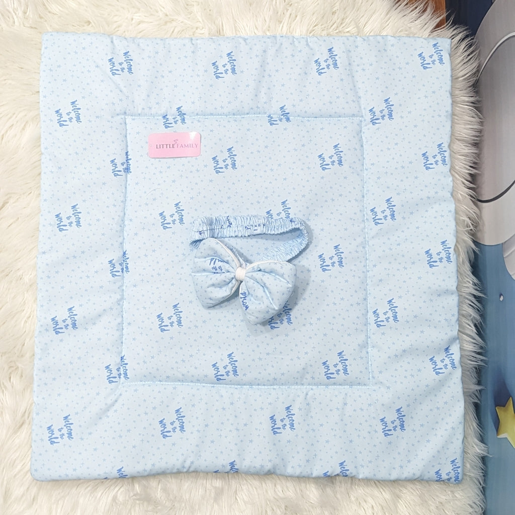 "Welcome to the World" Theme Baby Bedding Set -  9 Pieces | Sky Blue