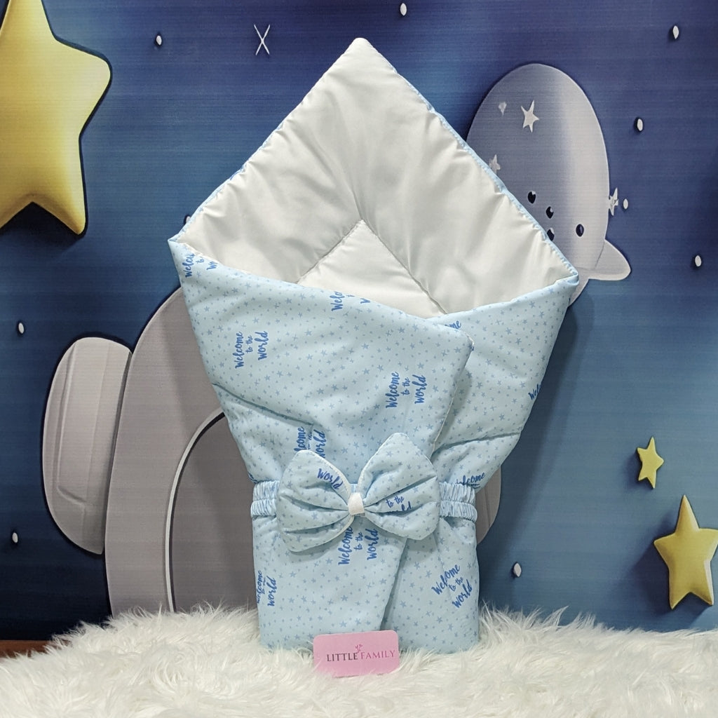 "Welcome to the World" Theme Baby Bedding Set -  9 Pieces | Sky Blue