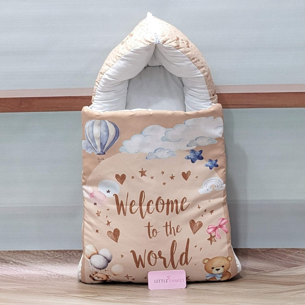 Premium 11-Piece Baby Bedding Set | "Welcome to the World" - (Brown)