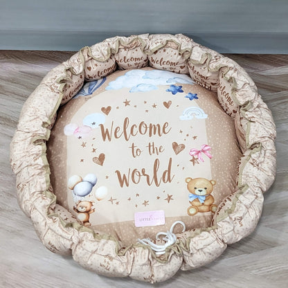 Premium 11-Piece Baby Bedding Set | "Welcome to the World" - (Brown)