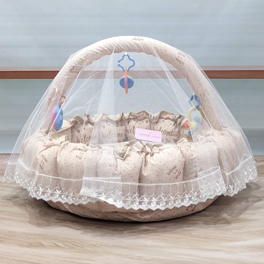 Premium 11-Piece Baby Bedding Set | "Welcome to the World" - (Brown)