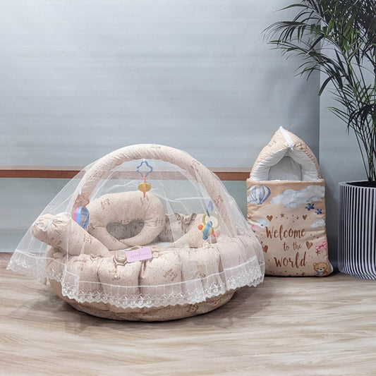 Premium 11-Piece Baby Bedding Set | "Welcome to the World" - (Brown)