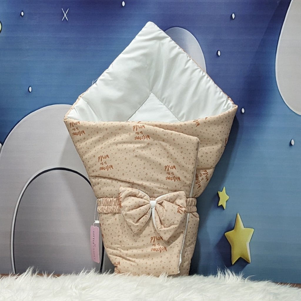 "Welcome to the World" Theme Baby Bedding Set -  9 Pieces | Brown