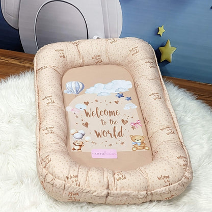 "Welcome to the World" Theme Baby Bedding Set -  9 Pieces | Brown
