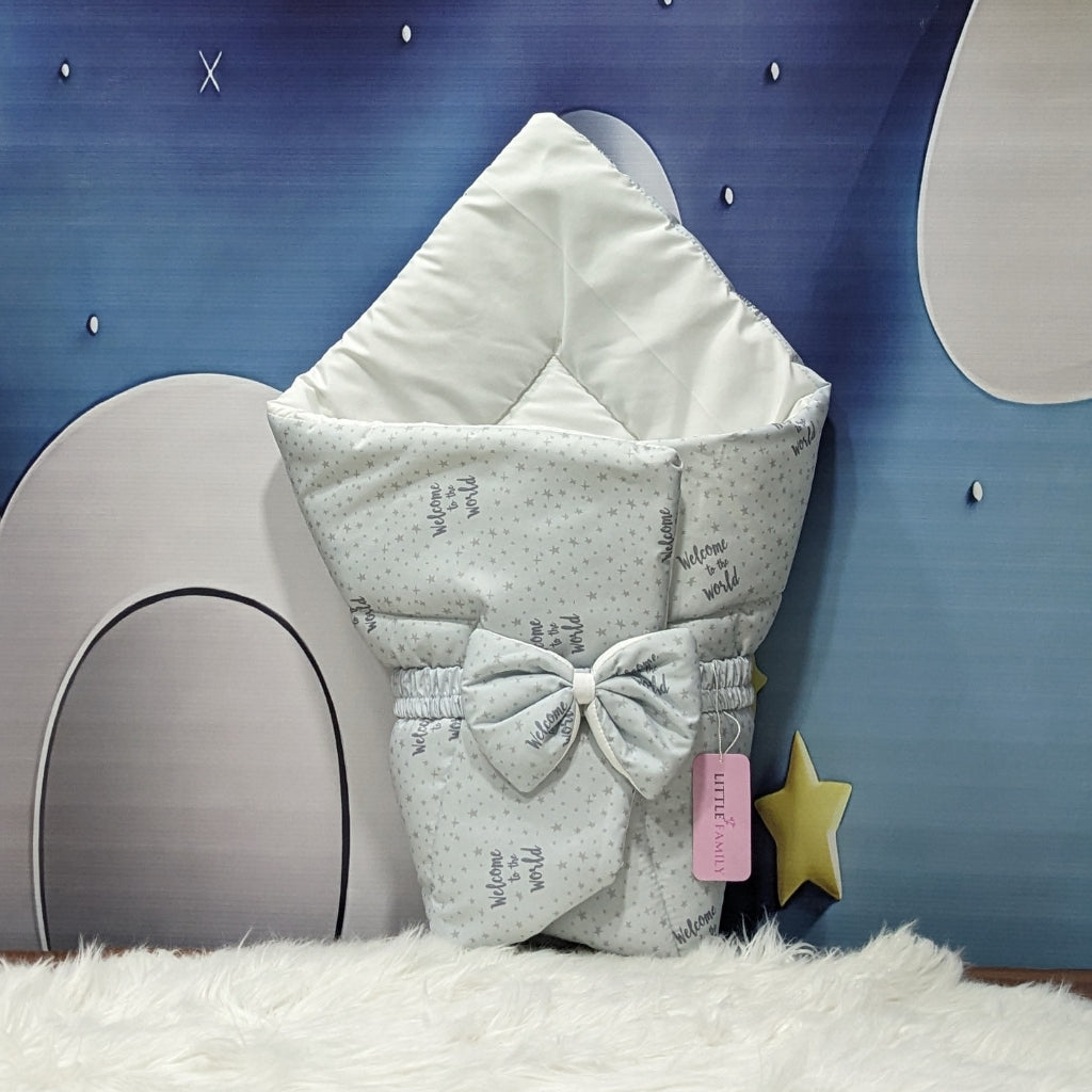 "Welcome to the World" Theme Baby Bedding Set -  9 Pieces | Grey