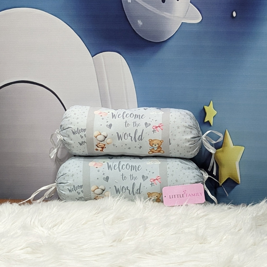 "Welcome to the World" Theme Baby Bedding Set -  9 Pieces | Grey