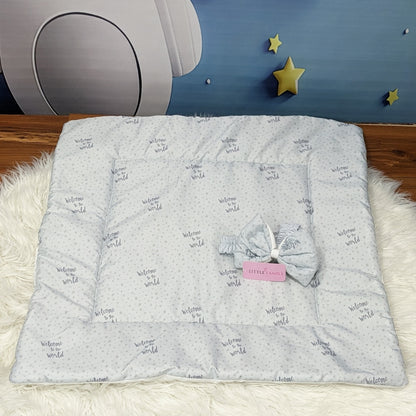"Welcome to the World" Theme Baby Bedding Set -  9 Pieces | Grey