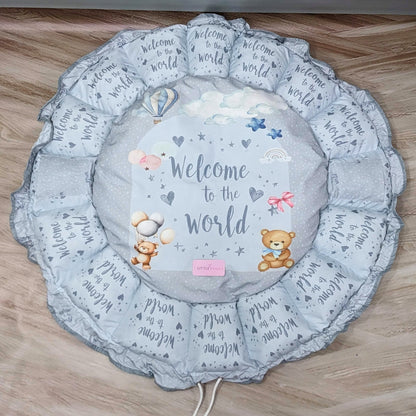 Premium 11-Piece Baby Bedding Set | "Welcome to the World" - (Soft Grey)