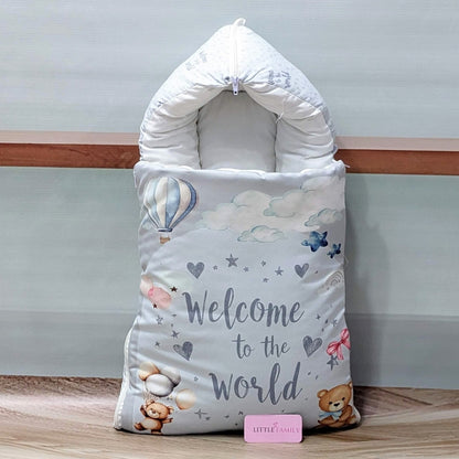 Premium 11-Piece Baby Bedding Set | "Welcome to the World" - (Soft Grey)