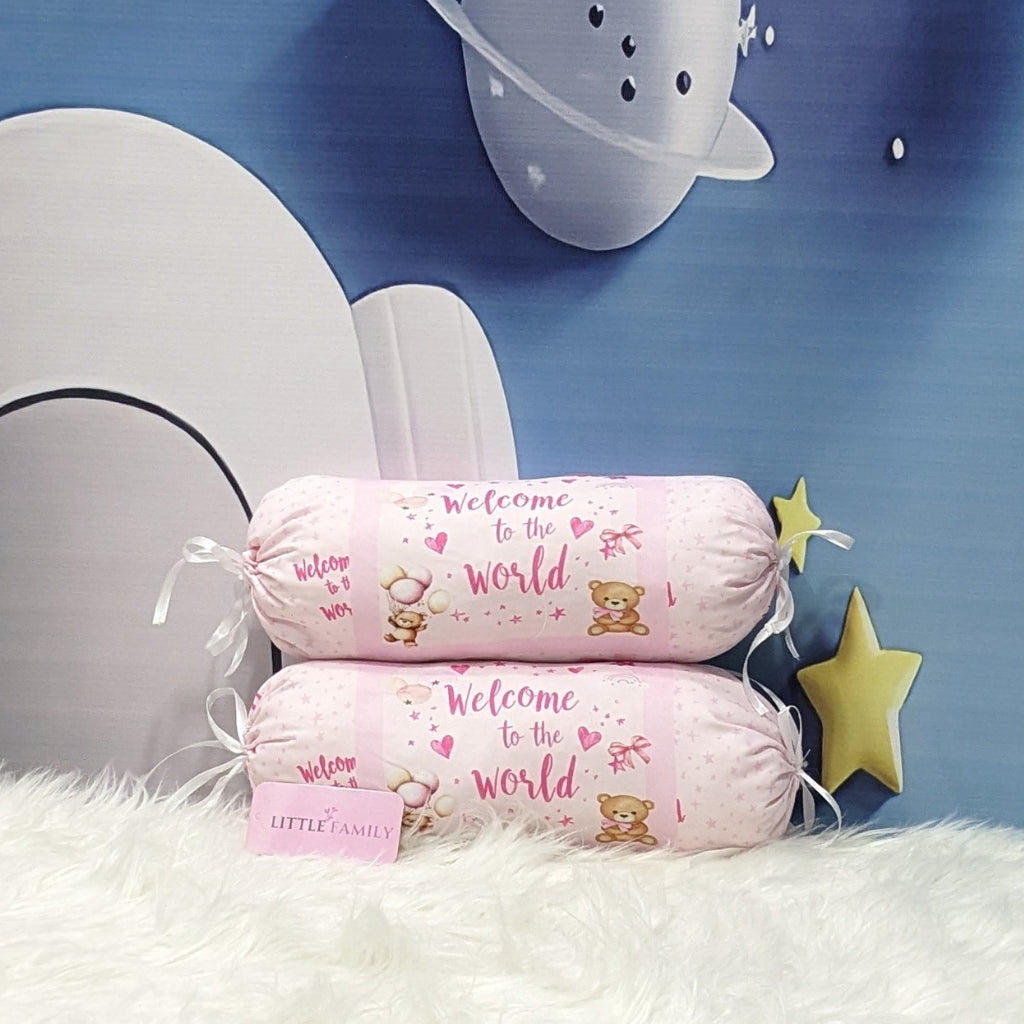 "Welcome to the World" Theme Baby Bedding Set -  9 Pieces | Pink