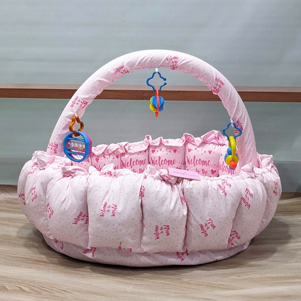 Premium 11-Piece Baby Bedding Set | "Welcome to the World" - (Pink)