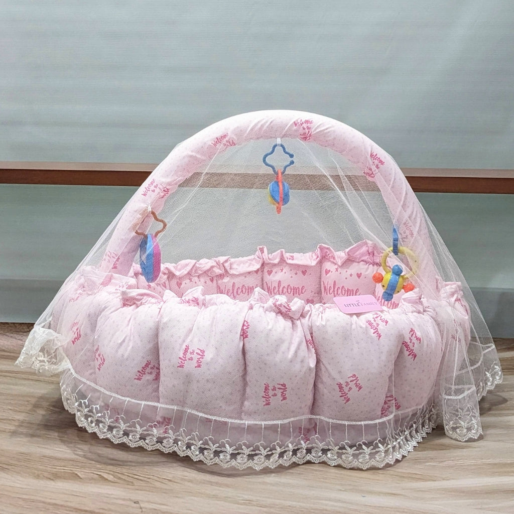 Premium 11-Piece Baby Bedding Set | "Welcome to the World" - (Pink)