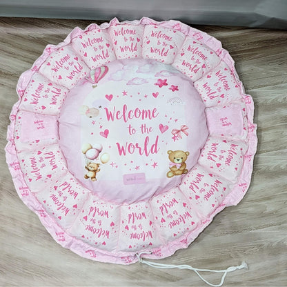 Premium 11-Piece Baby Bedding Set | "Welcome to the World" - (Pink)